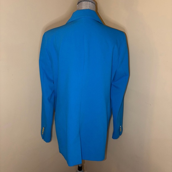 Vintage Mos Mosh Women's Vibrant Blue Double-Breasted Chira Crepa Blazer 💙 🇩🇰 - Picture 10 of 11